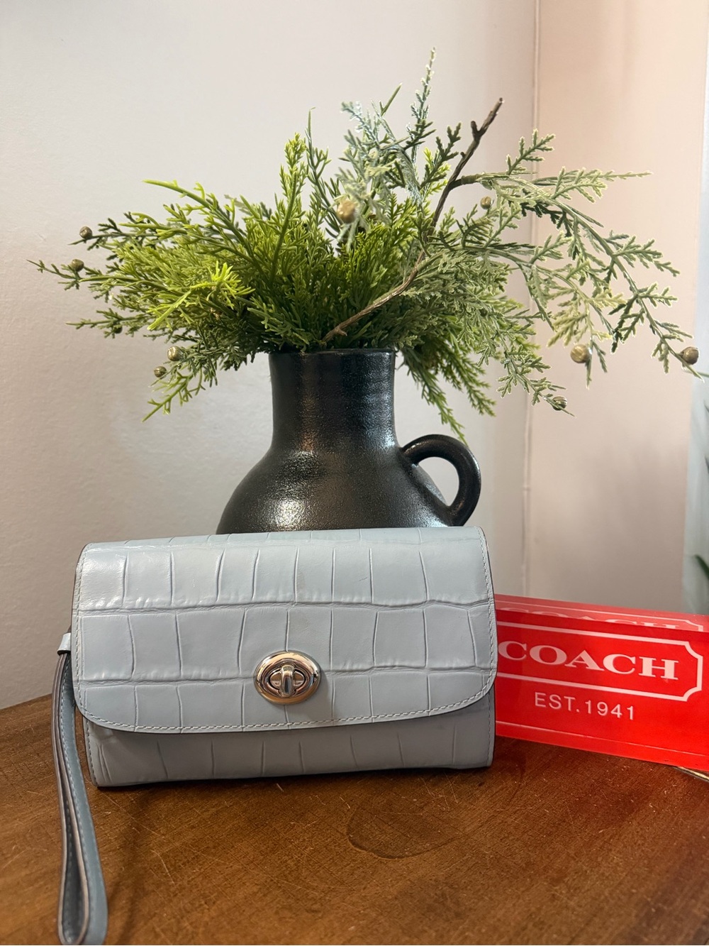 Coach Croc Embossed Wristlet/Clutch